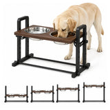 Cuencos elevados ajustables para perros con inclinación PawHut