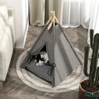 PawHut teepee pet bed: Small dog resting in the teepee bed in a modern room - Petifo