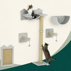 PawHut wall-mounted cat climbing set complete product view - Petifo