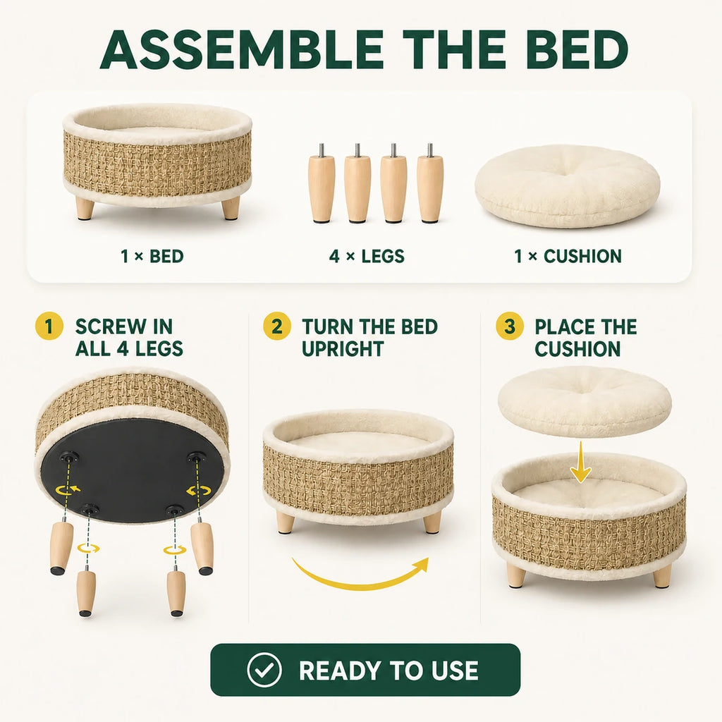 Assembly guide for the PawHut woven seagrass pet bed - Petifo