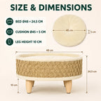 Dimensions of the PawHut woven seagrass pet bed and cushion - Petifo
