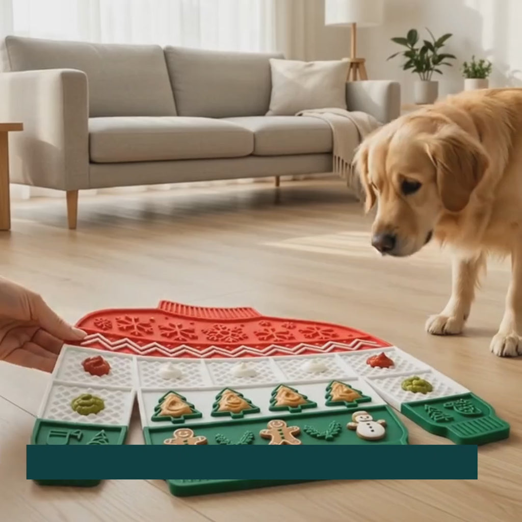MerryLick Christmas lick mat used by a pet - Petifo