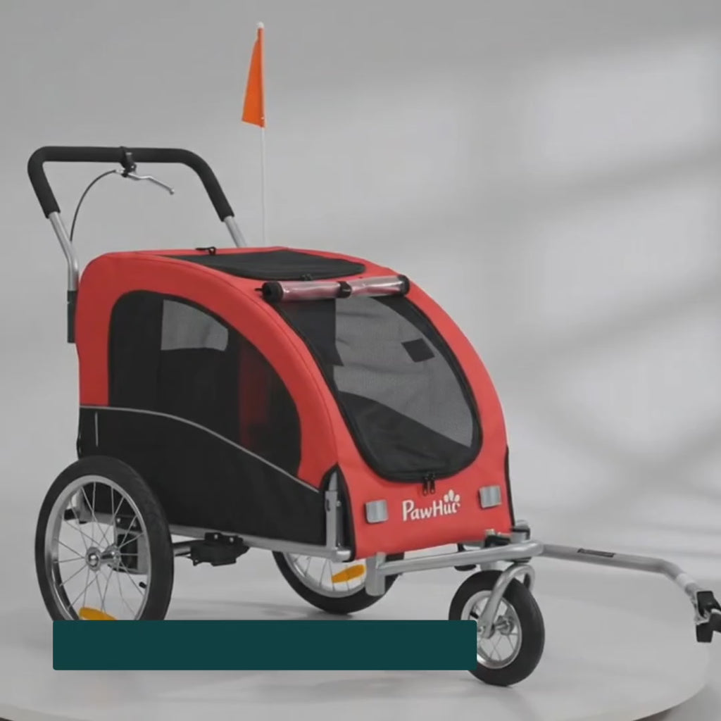 PawHut 2-in-1 dog bike trailer and pram shown in use – Petifo