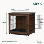Side Table with Built-In Dog Crate, size S: 63 × 51 × 59 cm external dimensions - Petifo